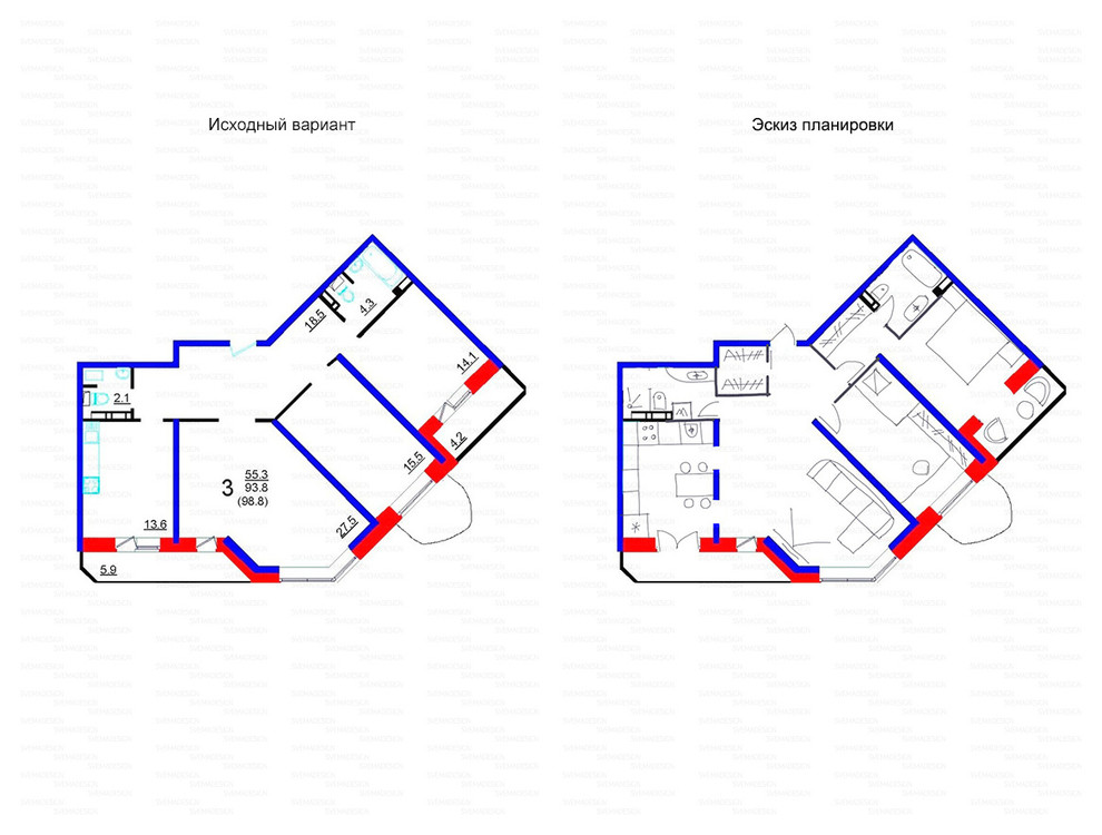 Идеи перепланировки для многокомнатных квартир