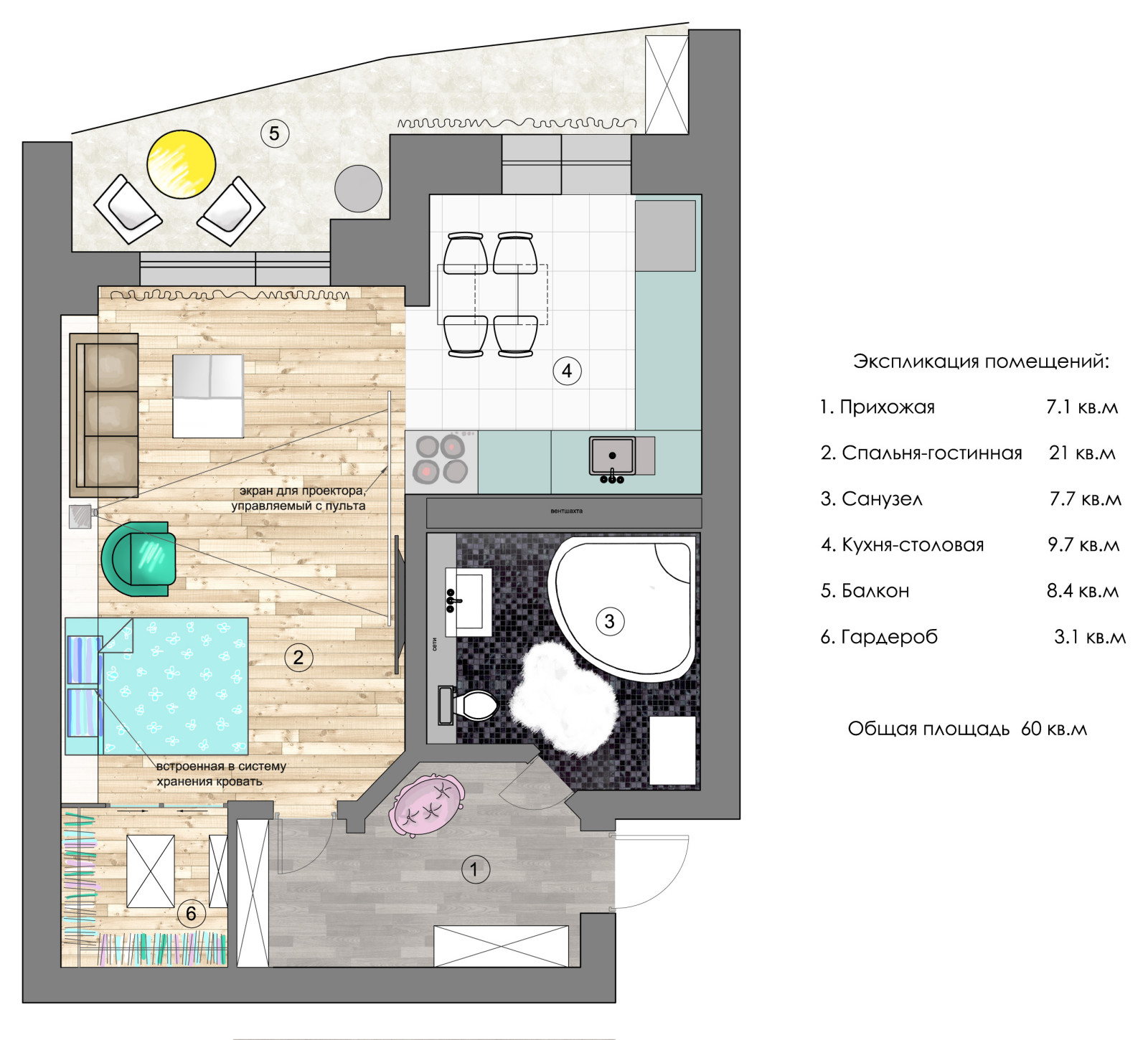 studio 40 sq.m Krasnogorsk