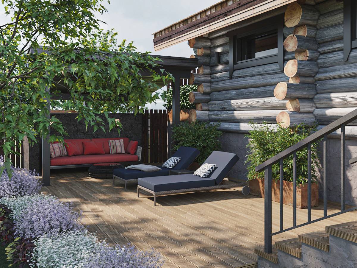 Благоустройство двора загородного дома.