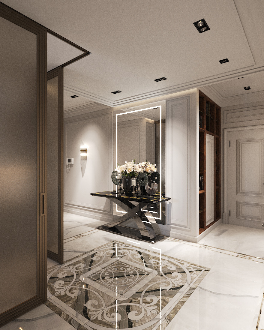 Светлая прихожая в современной классике