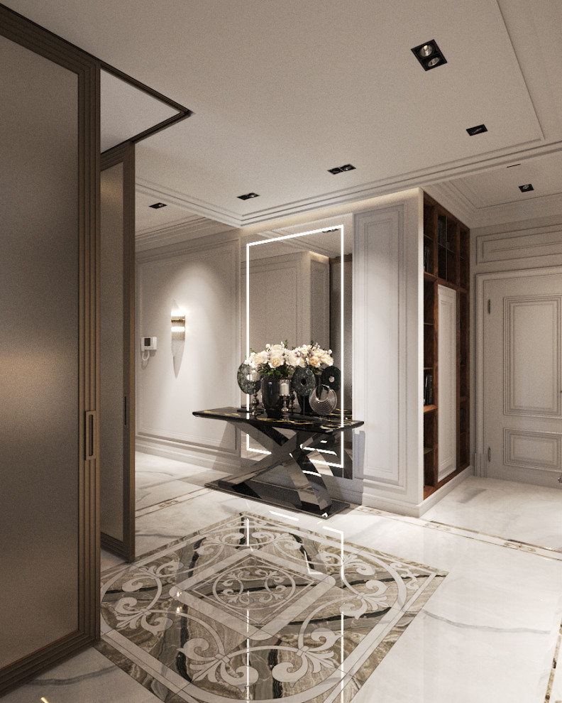 Светлая прихожая в современной классике