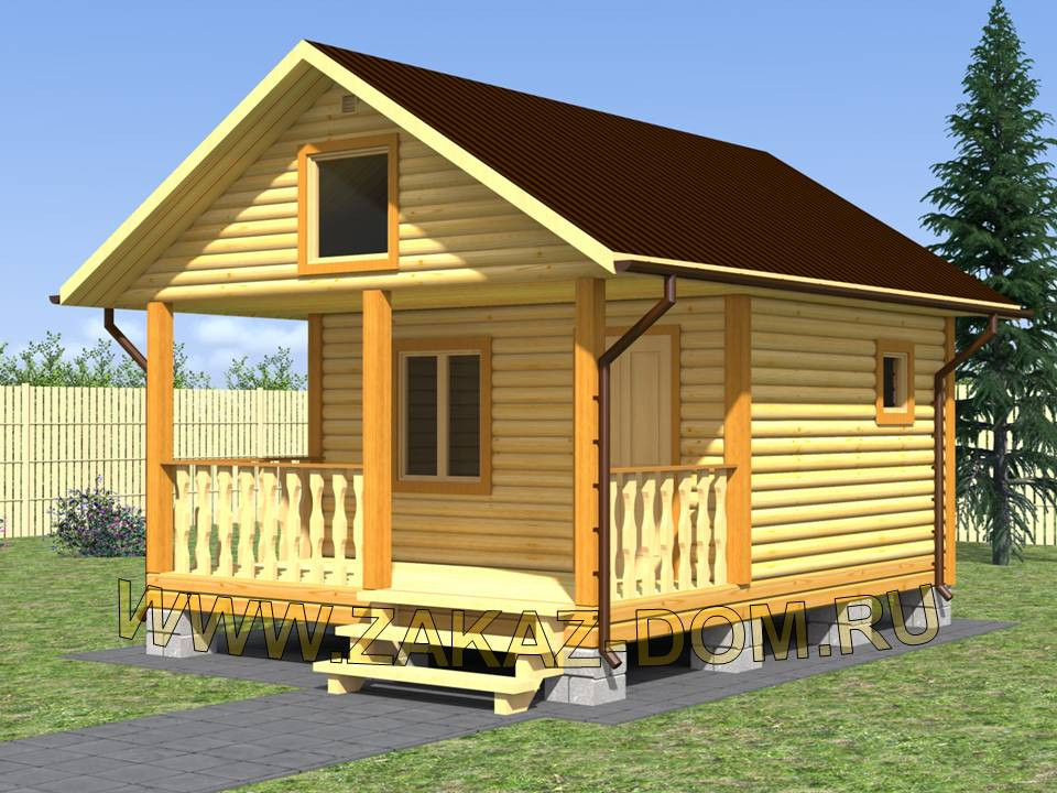 Проект одноэтажной бани из бруса (4.5х6 м) : Б-105