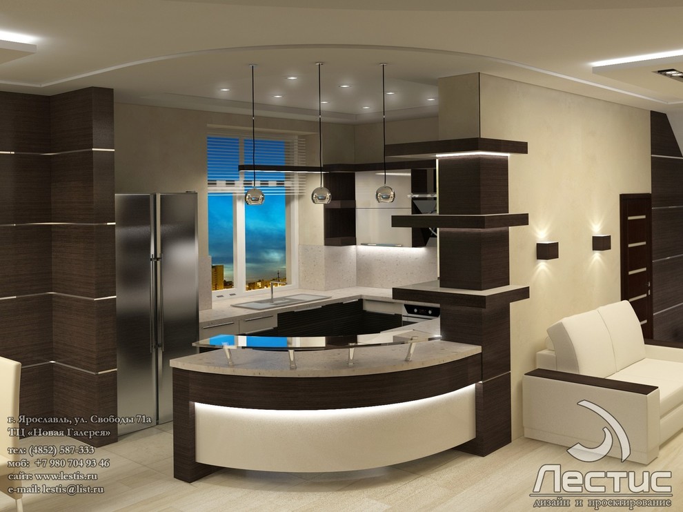 Дизайн гостиной и кухни