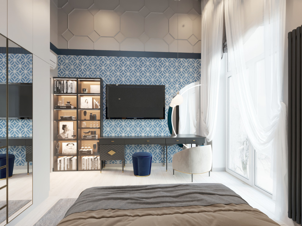 Интерьер дома, с мрамором и яркими акцентами