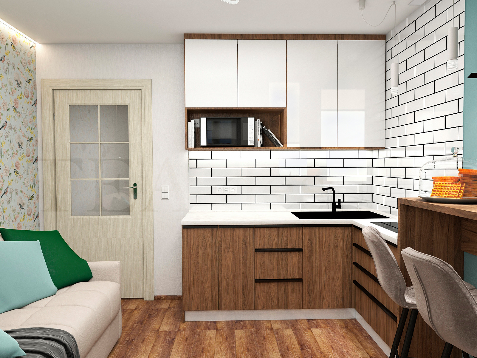 Мини гостиная-кухня