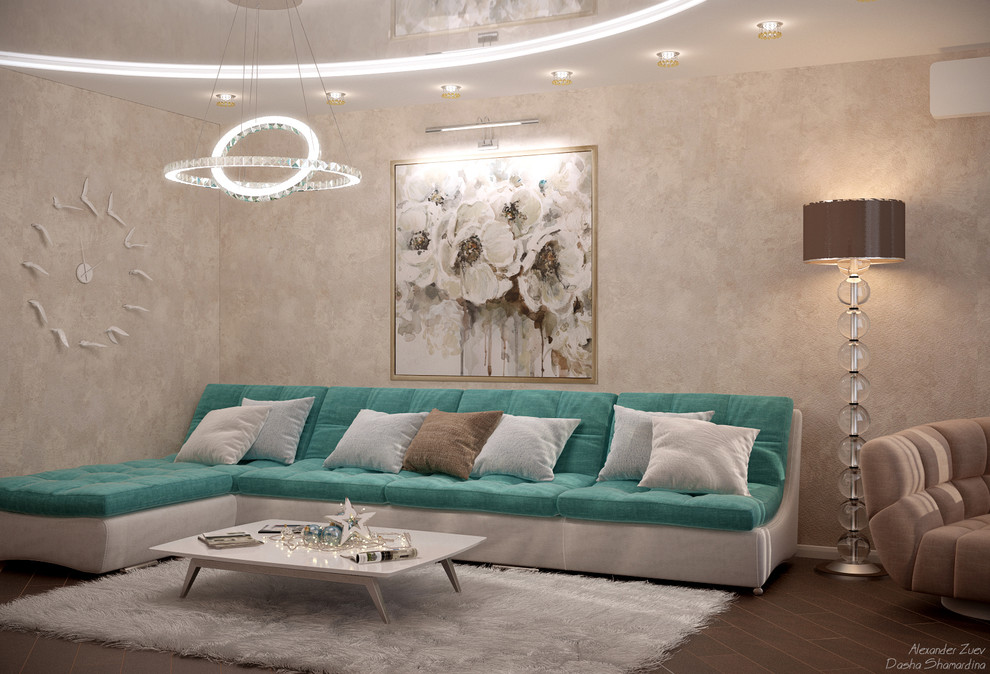 Дизайн гостиной (3 вариант) в стиле модернизм в квартире по ул. Образцова, г.Кра
