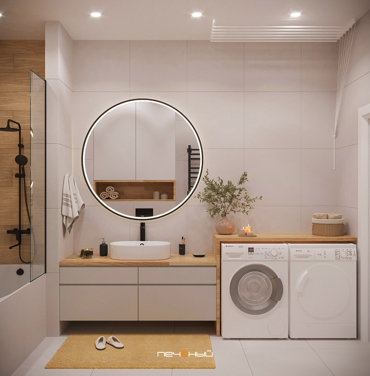 2025 Дизайн 1-комнатной квартиры 55 м² в современном стиле, Москва, ЖК Лица