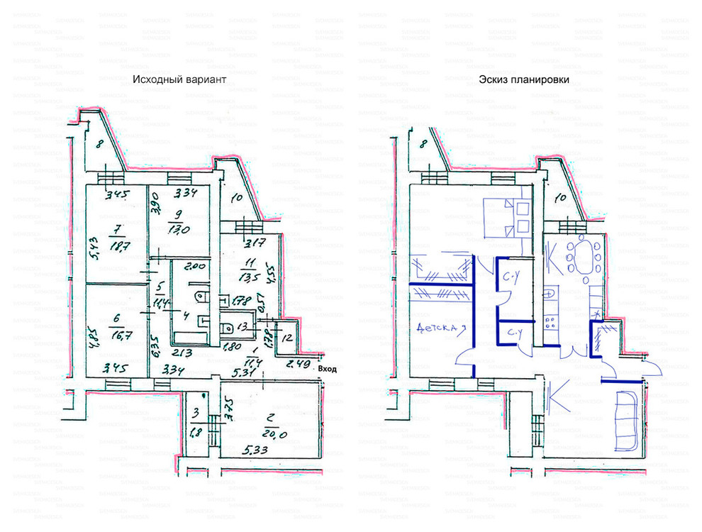 Идеи перепланировки для многокомнатных квартир