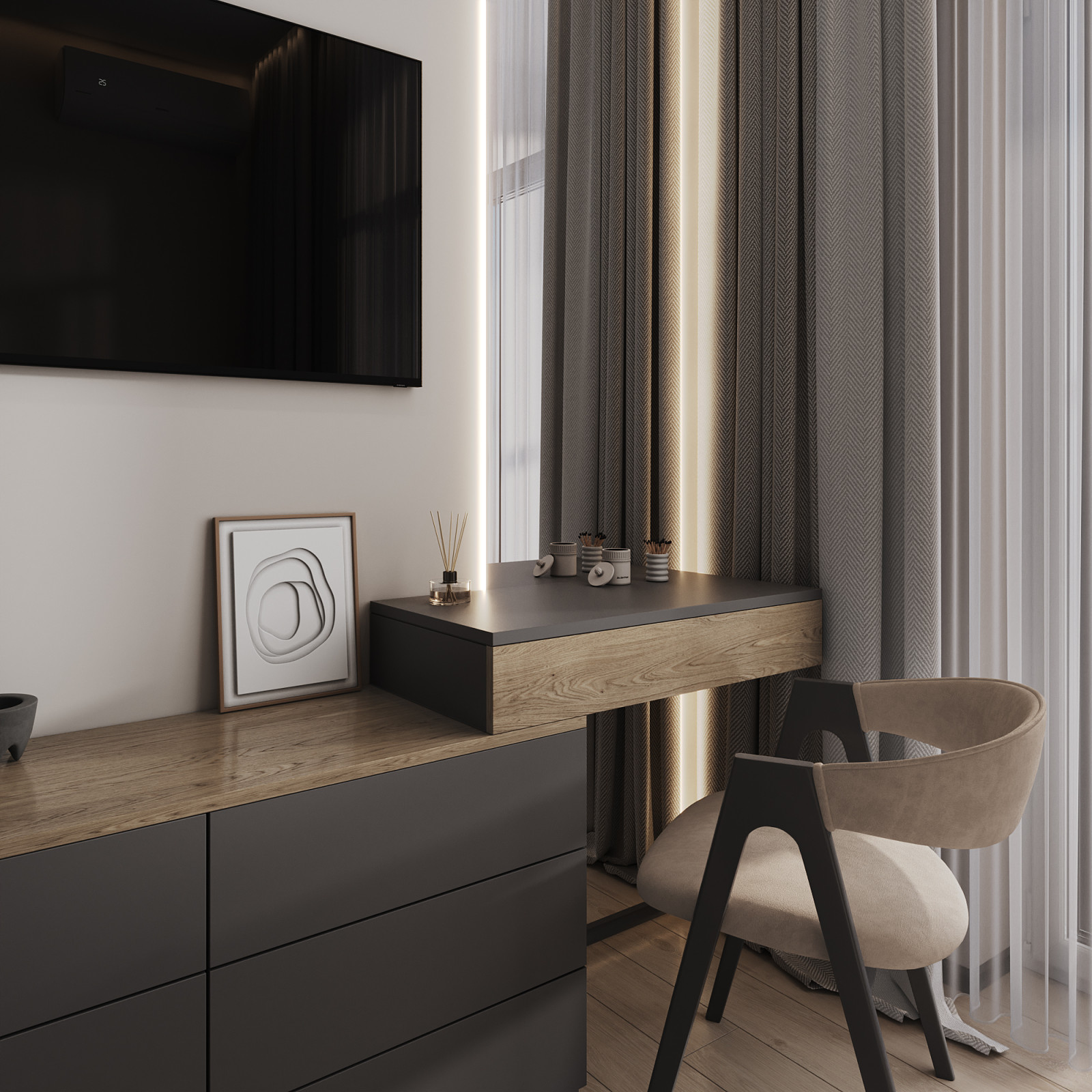 Современная спальня ЖК Сердце столицы