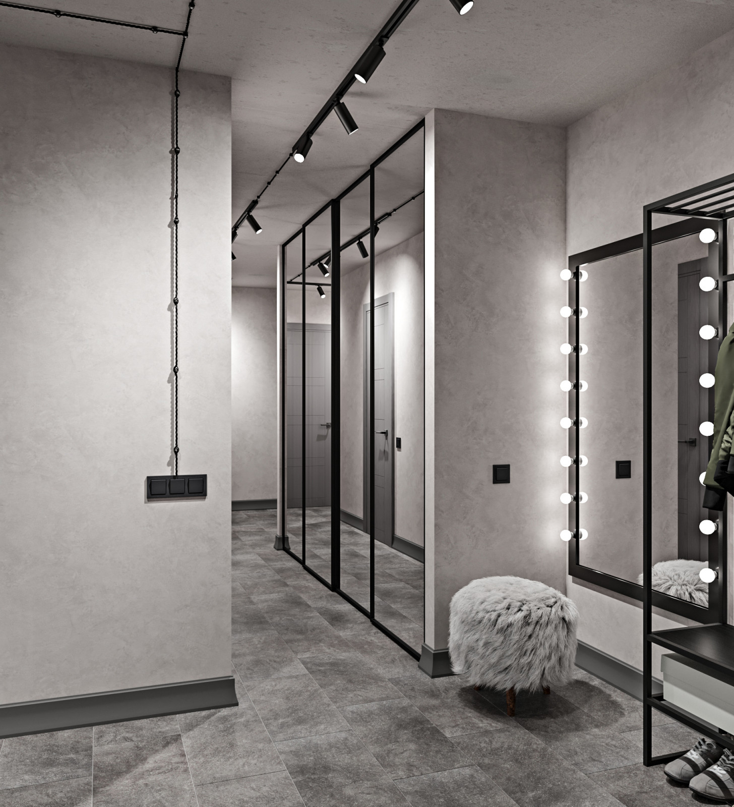 Серая квартира лофт