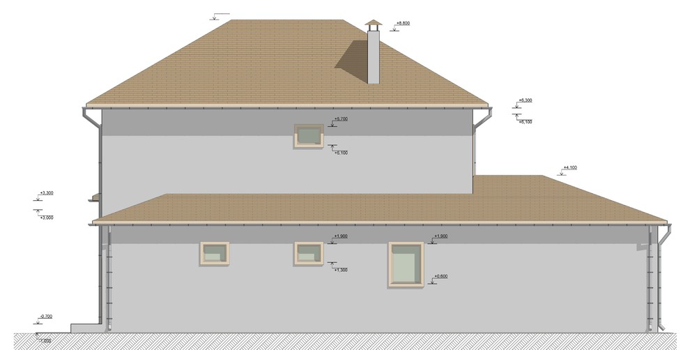Архитектурное решение 2-х этажного коттеджа площадью 245м2