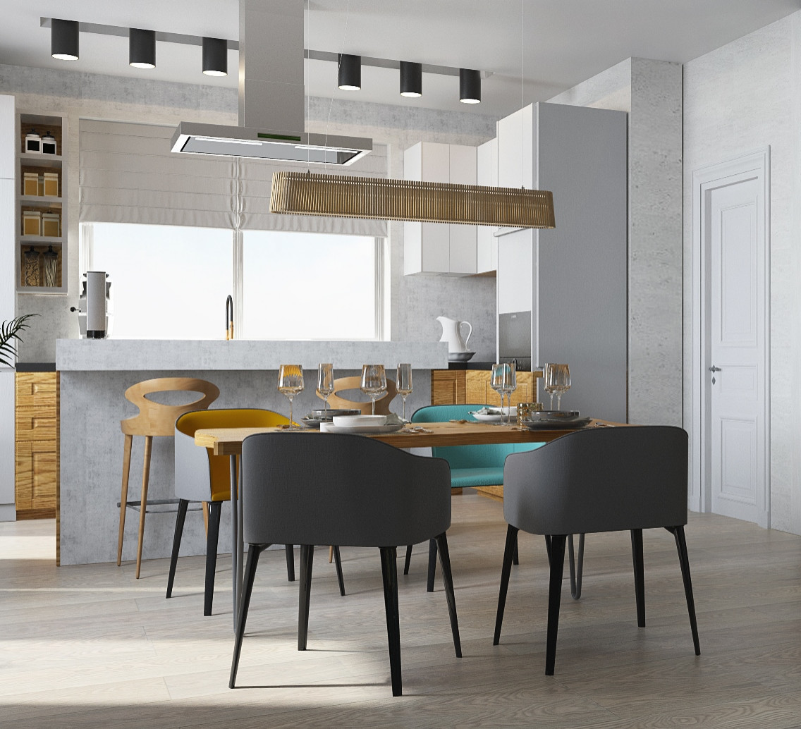 Дизайн кухни гостиной в 4-х комнатной квартире