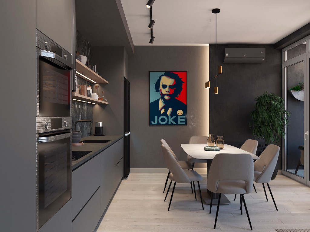 Кухня-гостиная в стиле лофт 25 м.кв