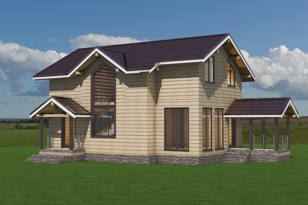 Обложка проекта: Проект каркасного дома 103 м2 - 2 этажа