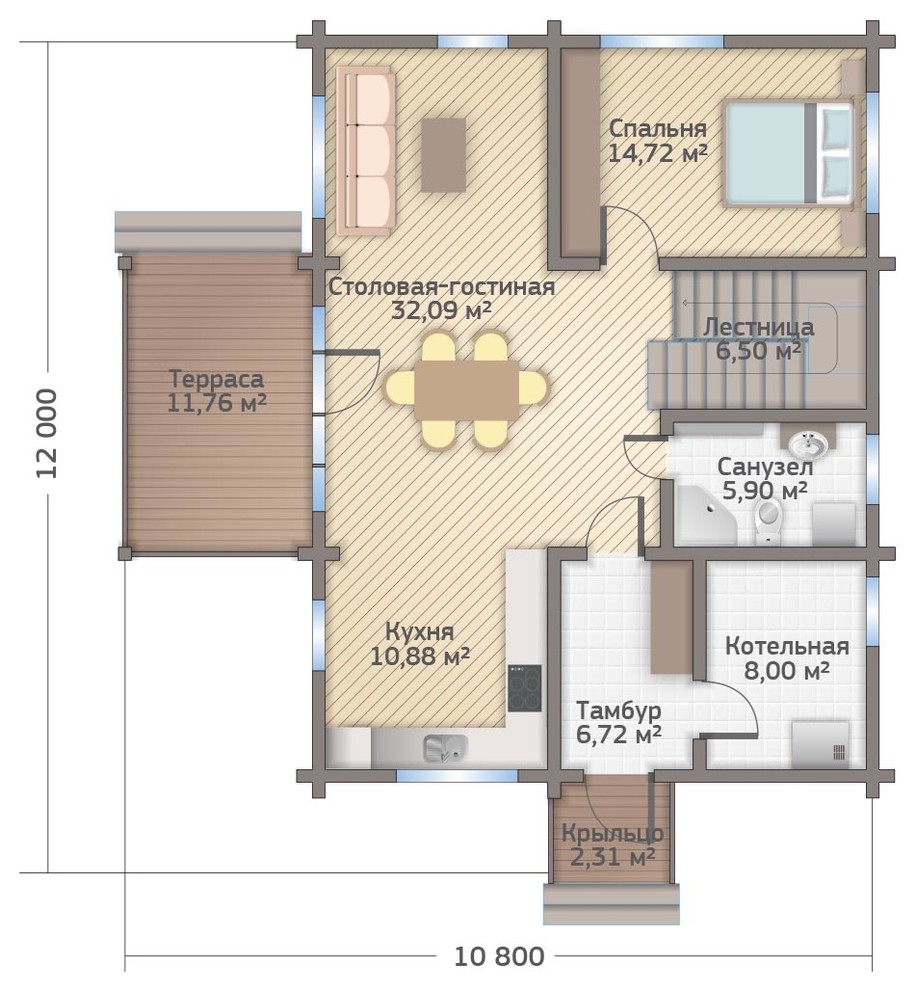 Деревянный дом из клееного бруса 185 кв.м. (СП-185)