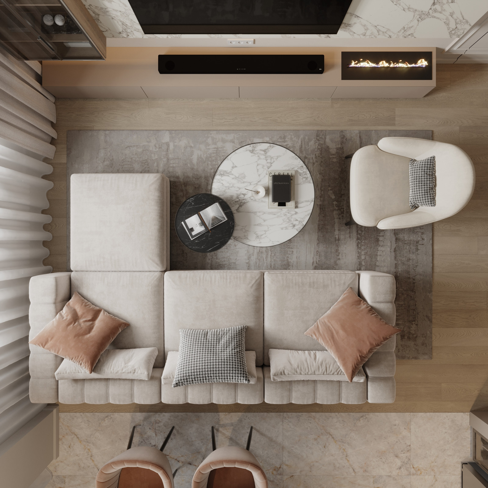 Сокол, 100кв.м. нежный интерьер в бежевых тонах