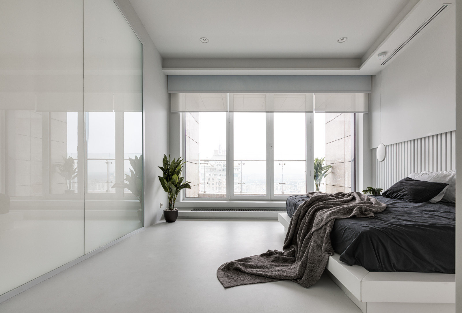 Stylish monochromatic white penthouse