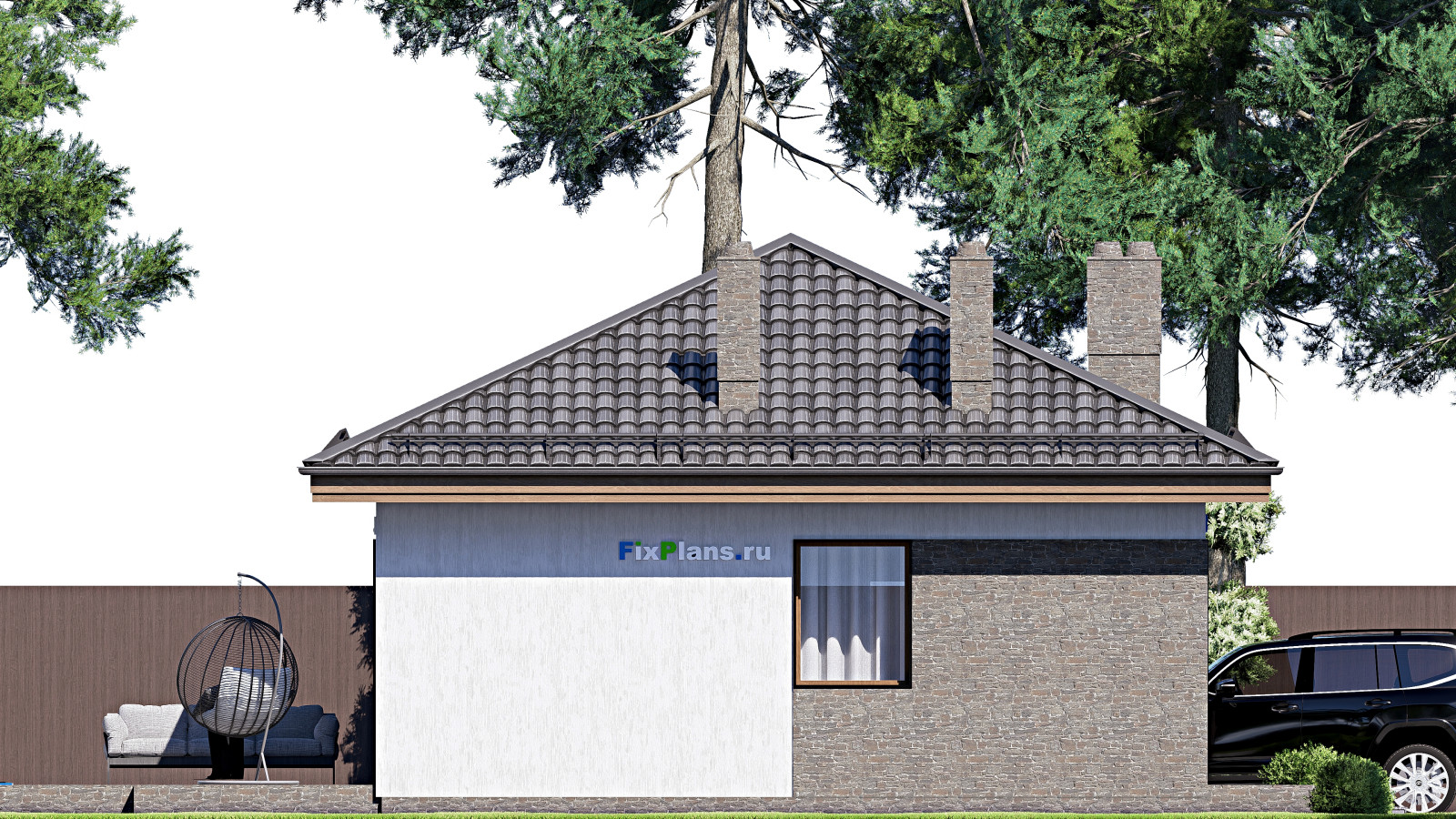 Проект одноэтажного дома 8х14м S83м2 F-16442