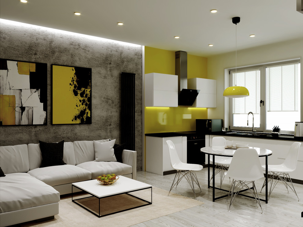 квартира для холостяка - кухня-гостиная