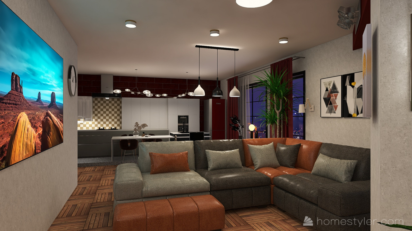 Совмещенная кухня и зона отдыха