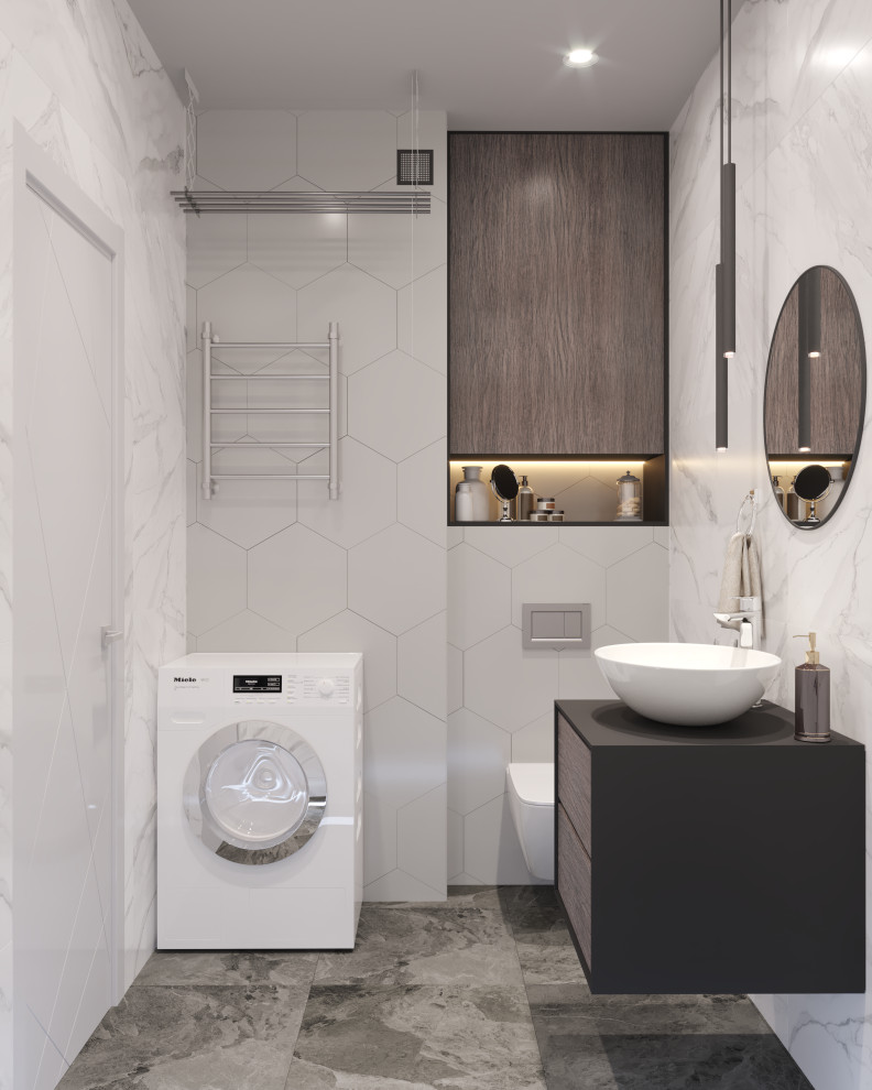 Однокомнатная квартира в серо-голубых тонах