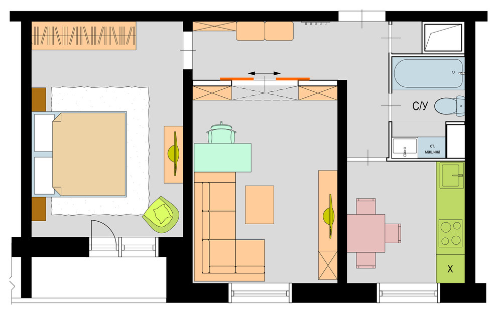 Планировка: 5 решений для двухкомнатной квартиры дома серии 1605-АМ