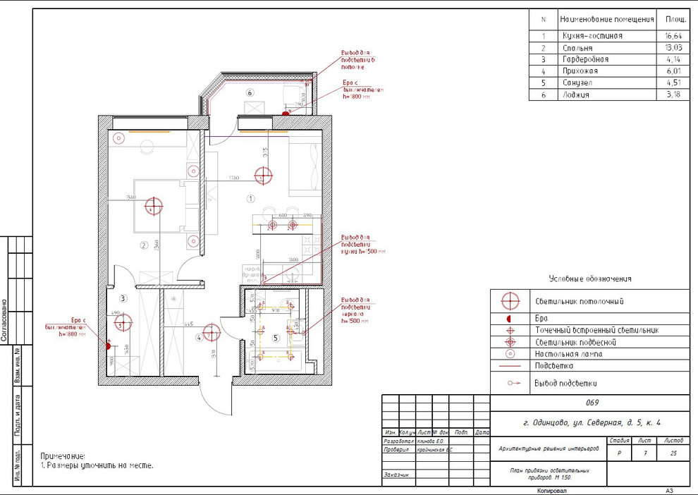 Рабочий проект квартиры в г.Одинцово