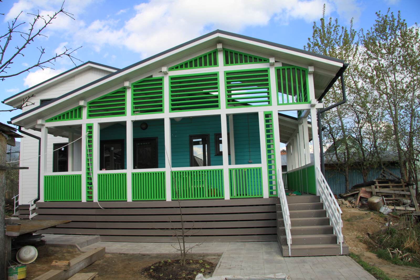 Дом с верандой каркасный 86м2