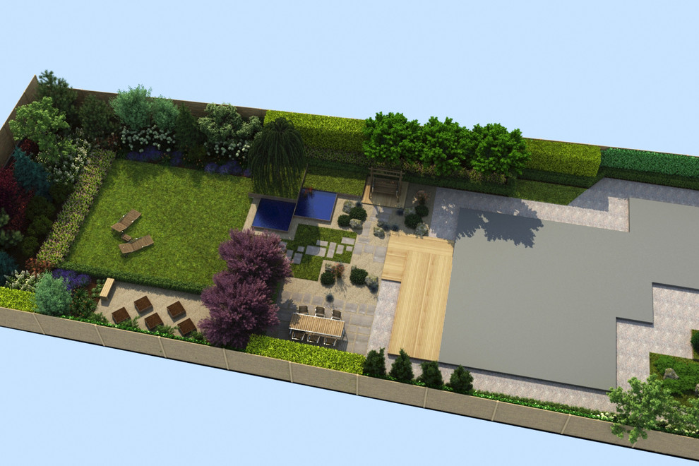 Обложка проекта: Дизайн-проект участка 9 соток. 3D визуализация
