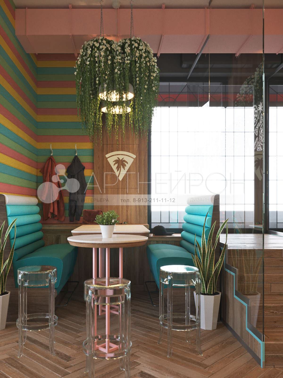 Дизайн интерьера пиццерии в Новосибирске