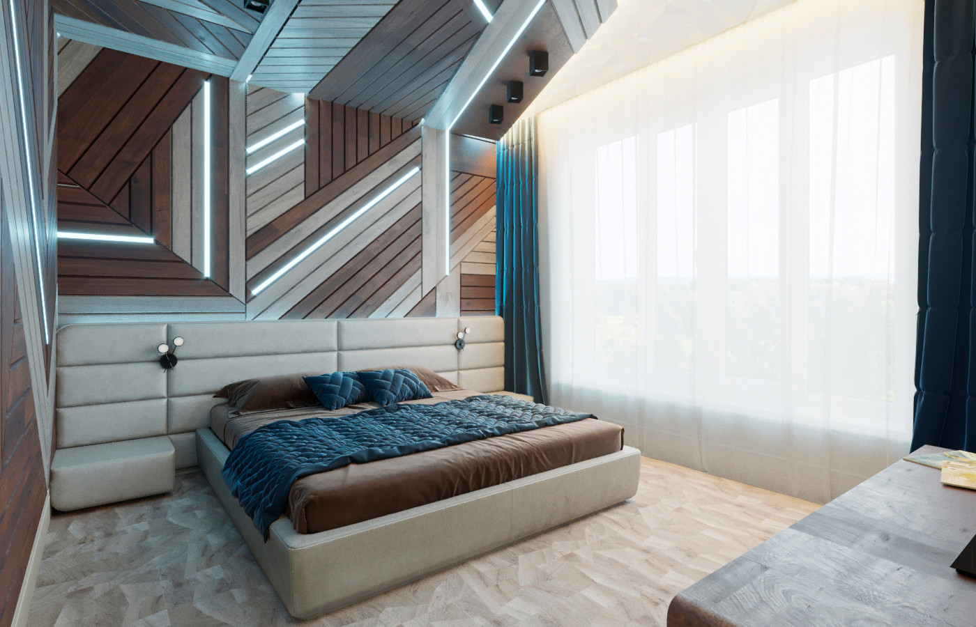 Второй этаж загородного дома, пространство спален в доме, 2020 г.