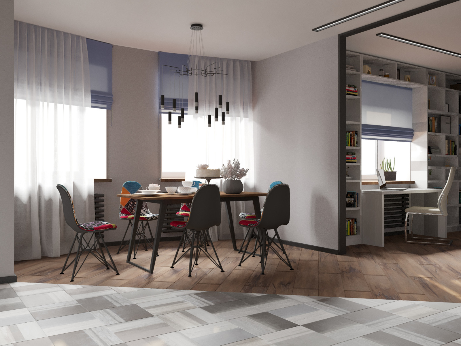 Обложка проекта: Интерьер двухуровневой четырехкомнатной квартиры