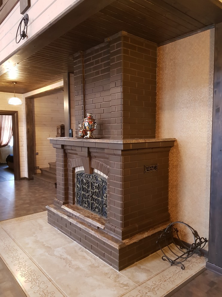 проект дома из клееного бруса, гостиная, лестница и баллюстрада, второй свет