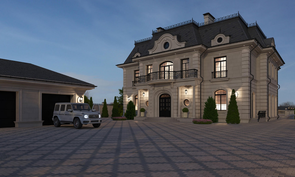 Архитектурный проект жилого дома с бассейном в классическом стиле. 1100кв.м.