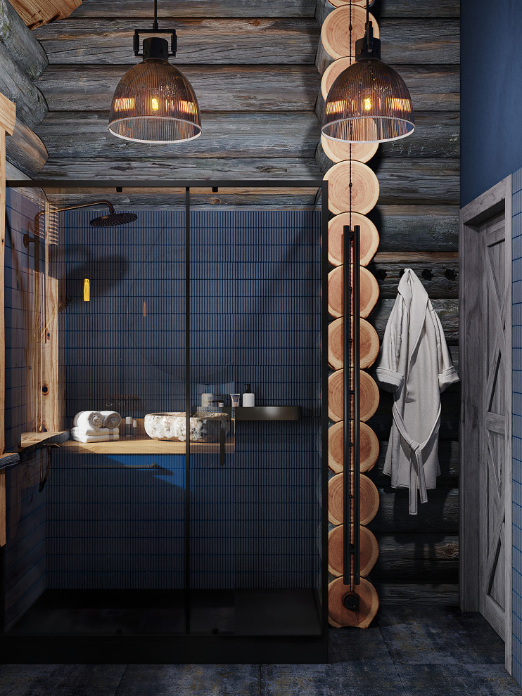 Дом из кело для рыбалки. Душевая комната