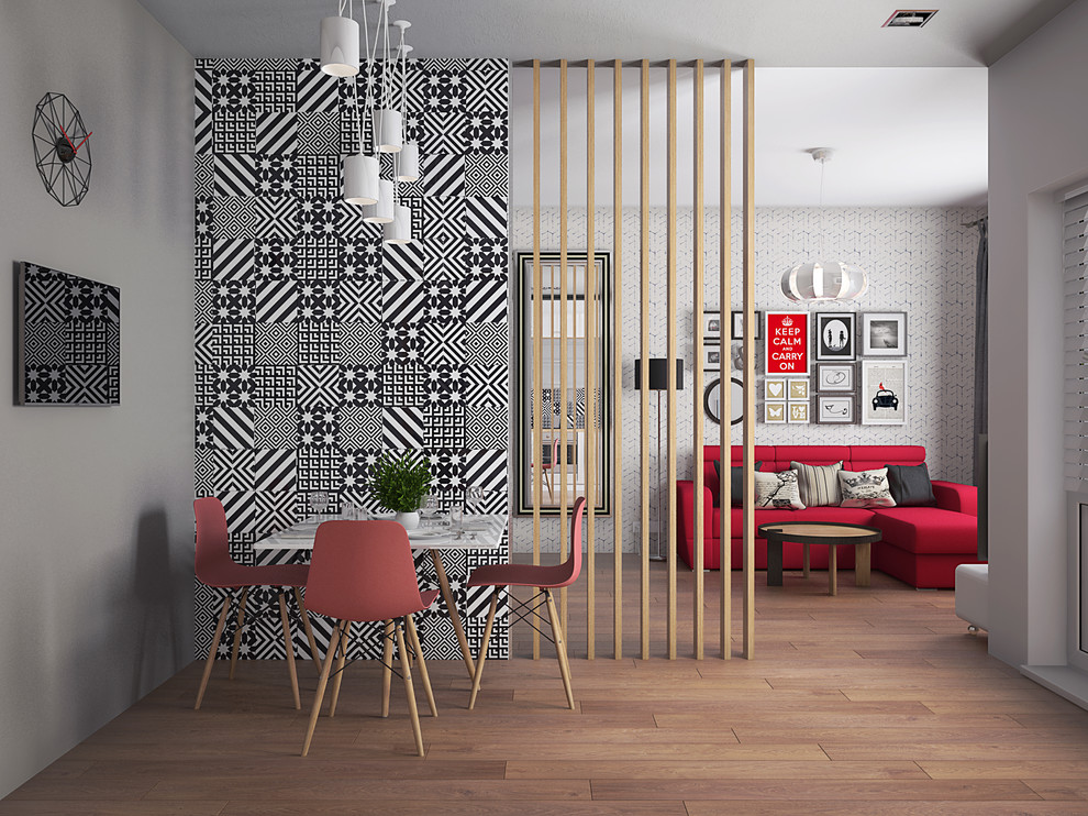 Дизайн-проект 1к.кв с Ярко красными акцентами