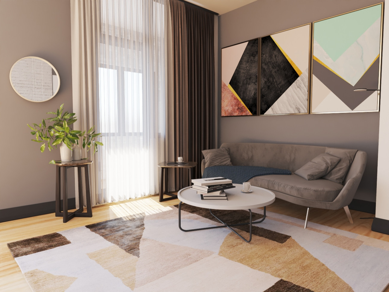 Обложка проекта: Визуализация гостиной и кухни