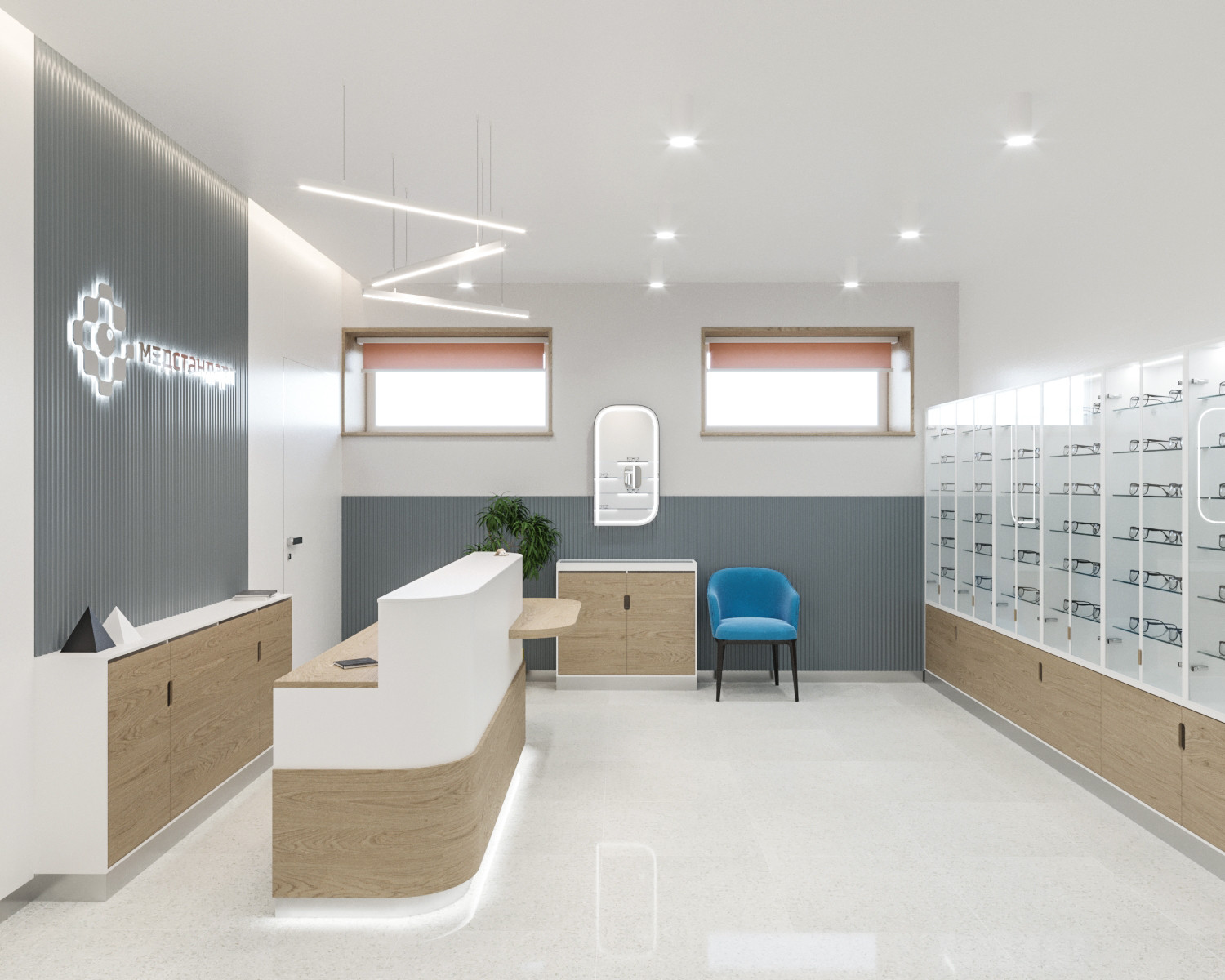Интерьер общественных помещений офтальмологической клиники