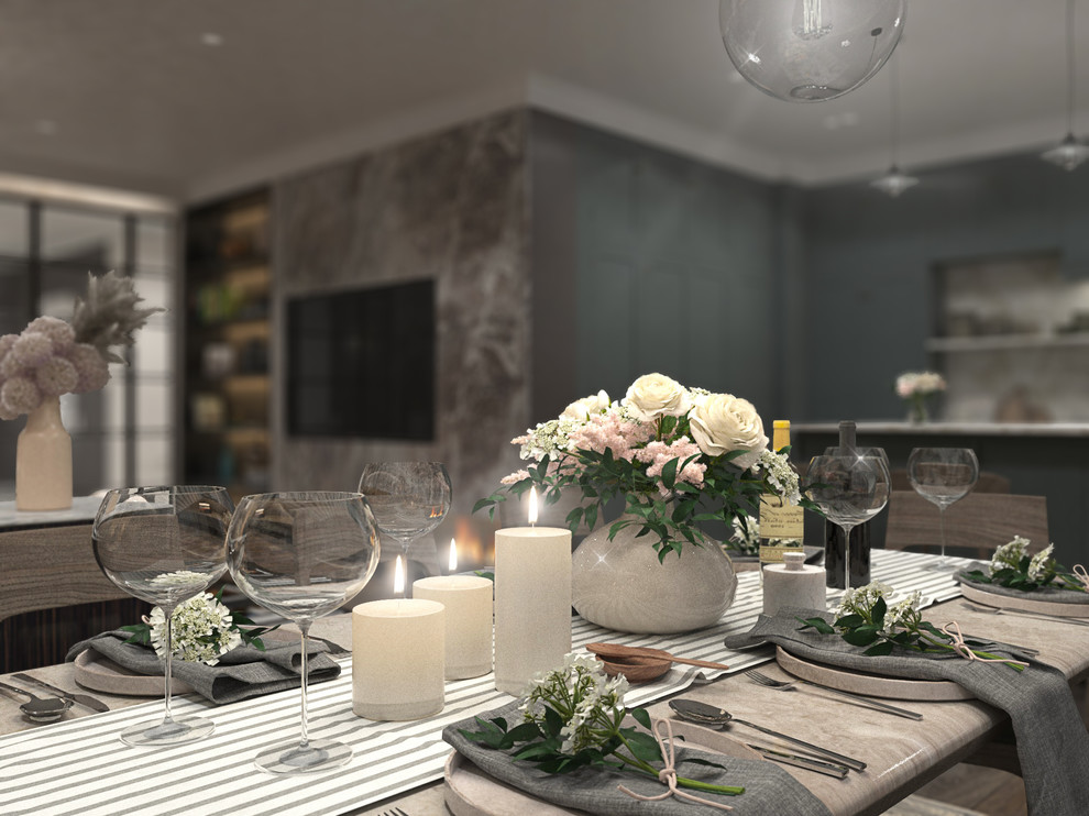 Гостиная, кухня и полноценная столовая в одном помещении