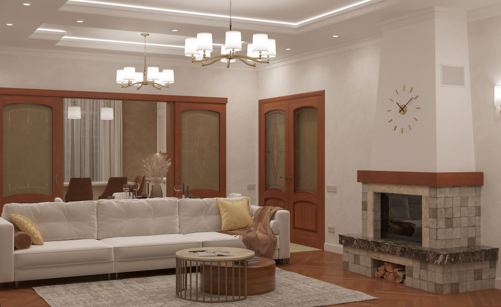 Интерьер гостиной загородного дома