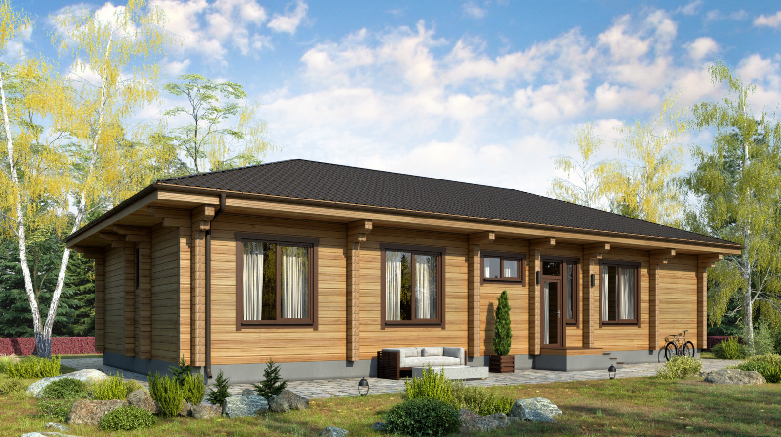 Дом из бруса по проекту 51ПБ