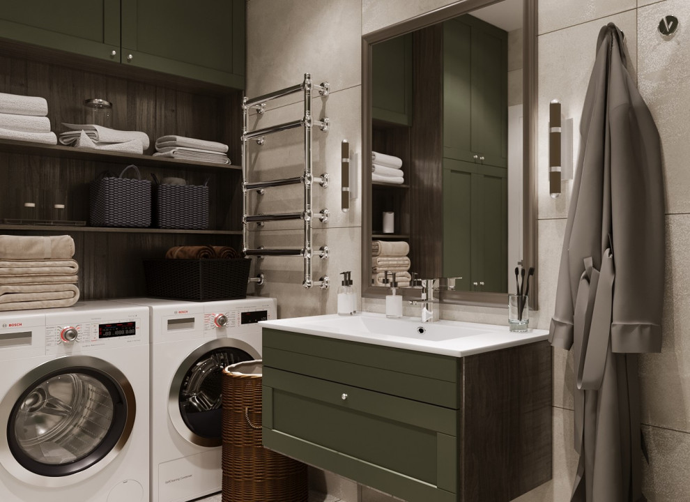 Ванная комната с постирочной