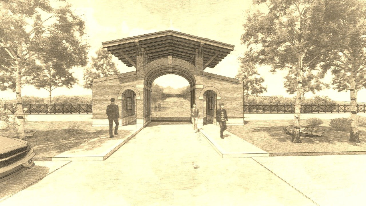 Entrance in small hotel complex