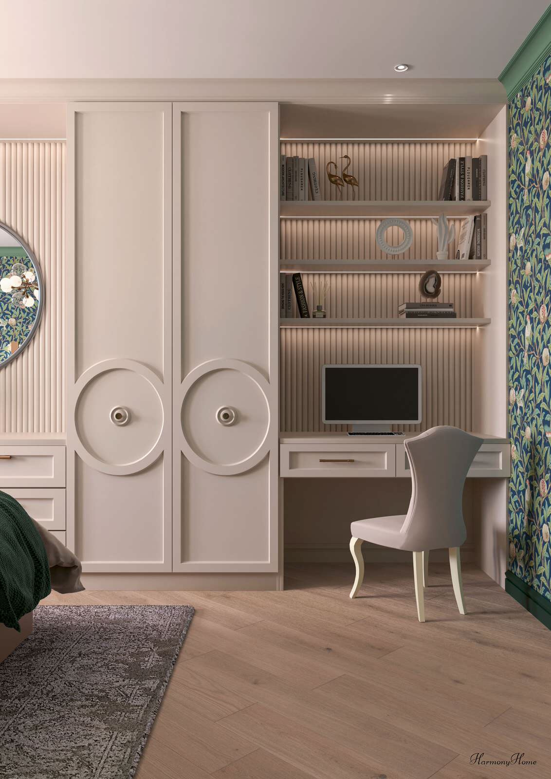 Спальня с английскими обоями