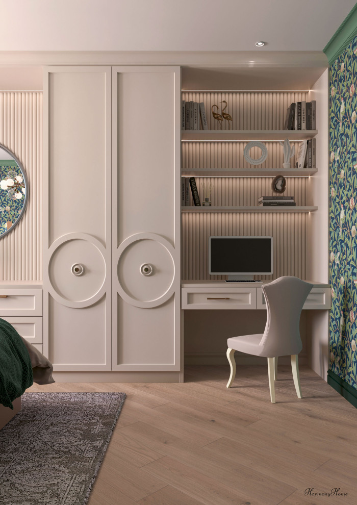 Спальня с английскими обоями