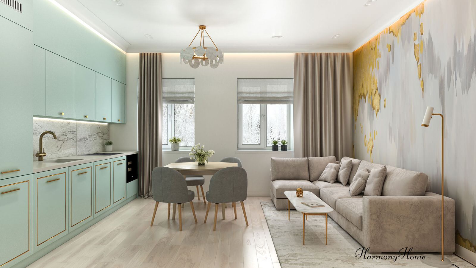 Кухня-гостиная в частном доме