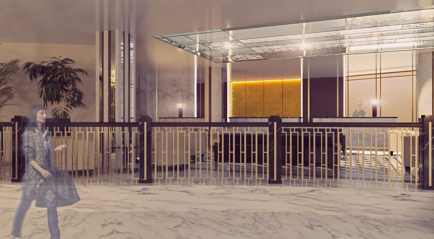 Visualizations of ground floor of Moscow Marriott Tverskaya Hotel