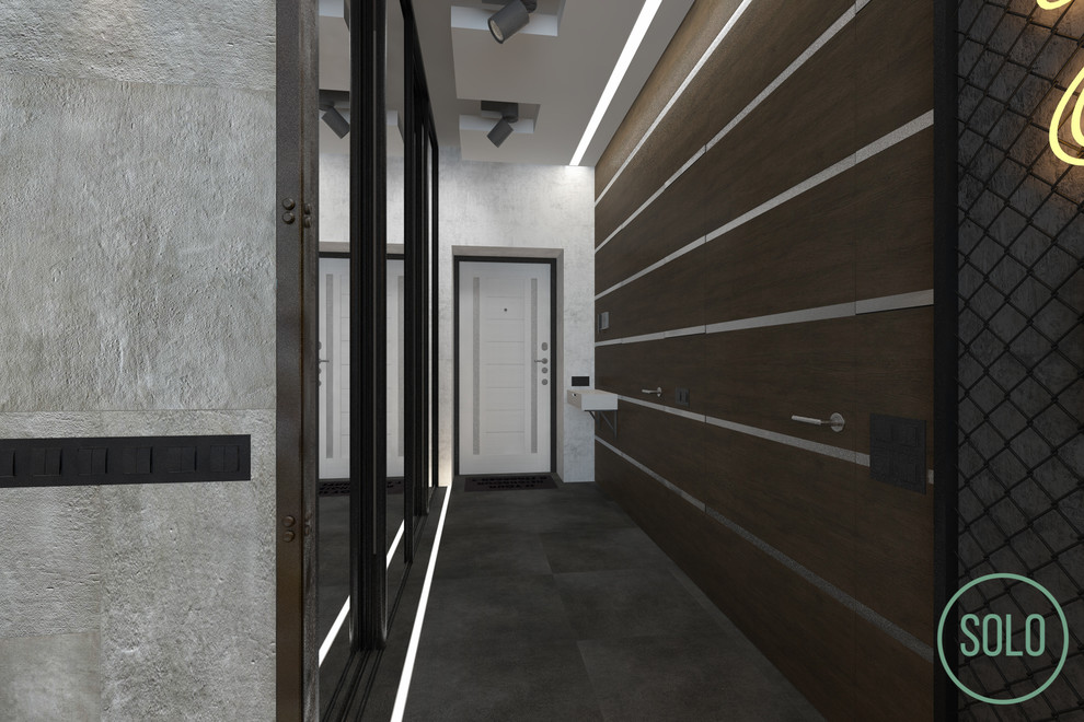 Modern Interior with loft elements for young couple
