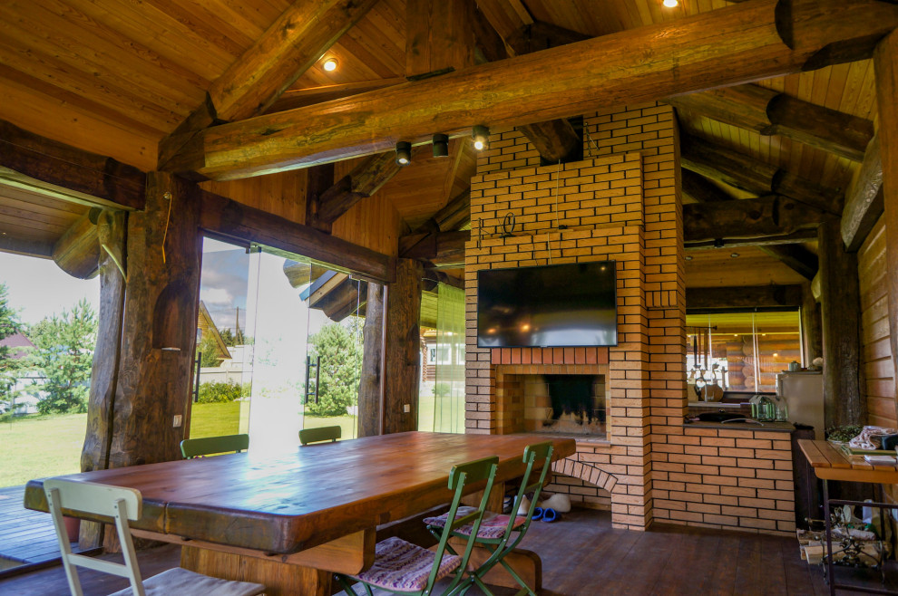 Беседка post&beam с безрамным остеклением