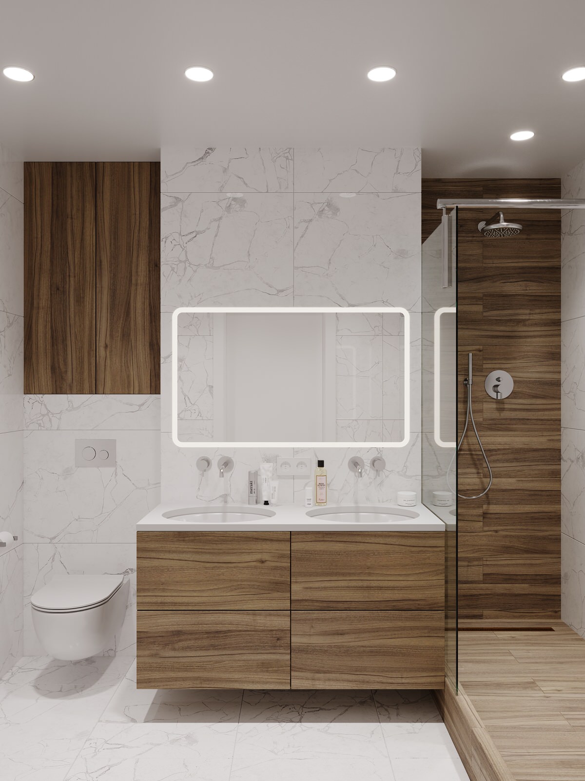 Обложка проекта: Дизайн-проект душевой с 2 раковинами